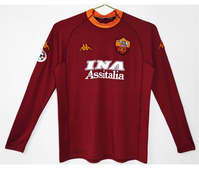 AS Roma Mens Home Long Sleeve Classic Shirt 2001