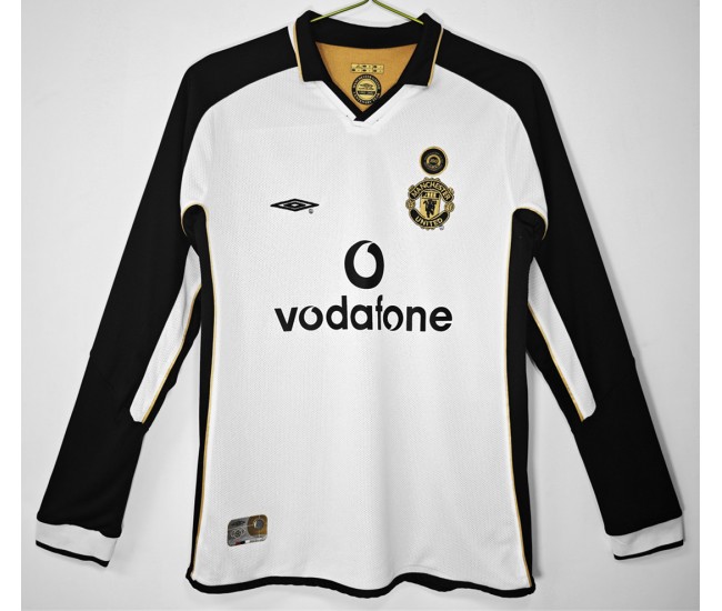 Manchester United FC White Centenary Long Sleeve Classic Shirt 2001